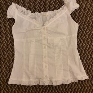 Brandy Melville White Ruffled Blouse
